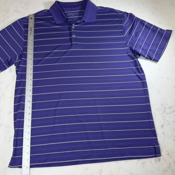 Nike Golf Polo Shirt Mens L Purple White Striped Dri-FIT Short Sleeve Excellent - Picture 3 of 7